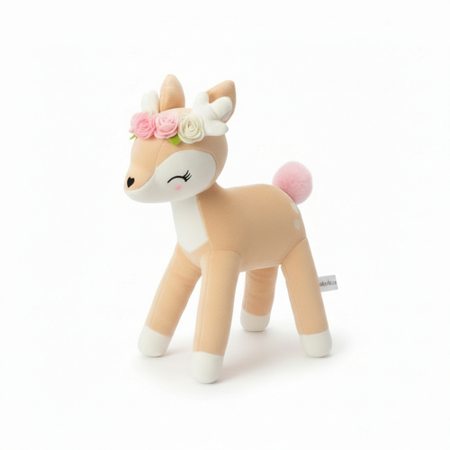 Plush Deer with color flower wreath