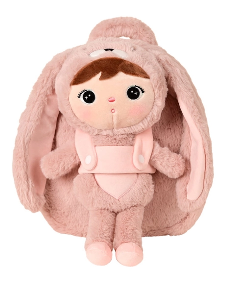 Metoo Pink Rabbit backpack with a removable doll