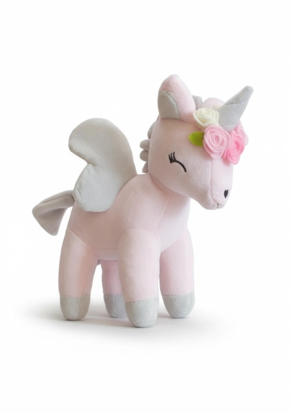 Plush Pink Unicorn with flower wreath M size