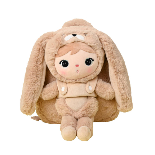 Carmel beige Bunny backpack with a removable Metoo plush toy