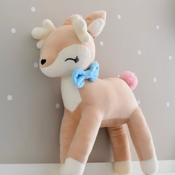 Plush Deer with blue bow from Melootka 