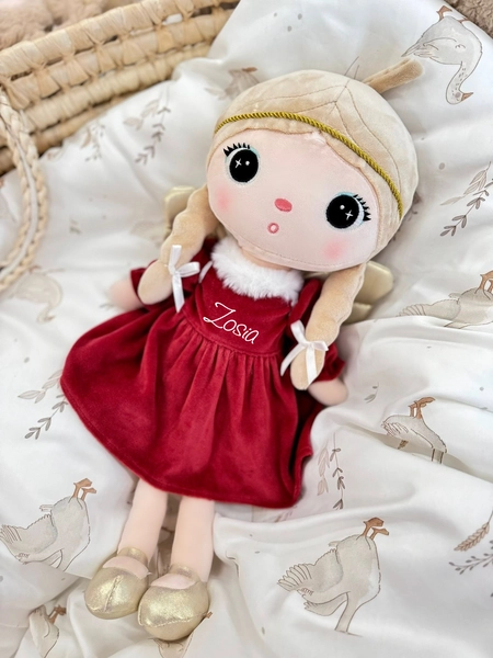 Metoo Doll Xmas Angel in red velour dress