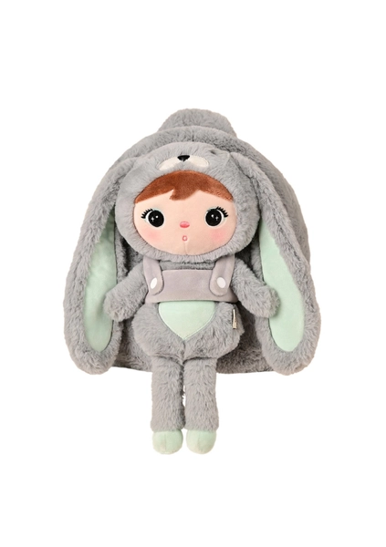 Gray/Mint Bunny backpack with a removable Metoo plush toy