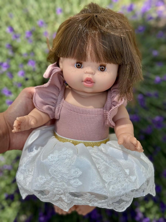 Tulle skirt with lace - White - doll clothes