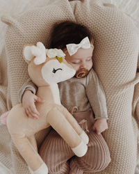 Plush Deer with cream flower wreath