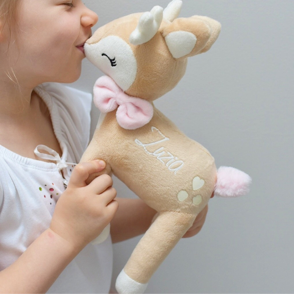 Plush Deer with pink bow from Melootka