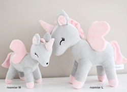 Plush Grey-Pink Unicorn L size