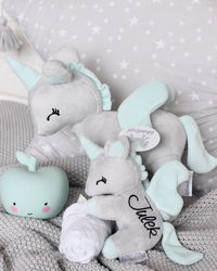 Plush Grey/mint Unicorn M size