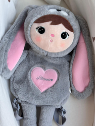 Metoo Grey/Pink Bunny Backpack