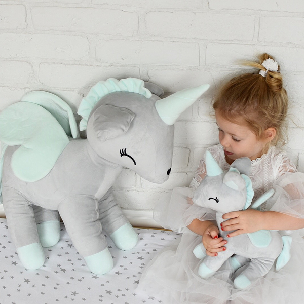 Plush Grey/mint Unicorn XL- Giant size