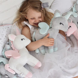 Plush Grey/mint Unicorn L size