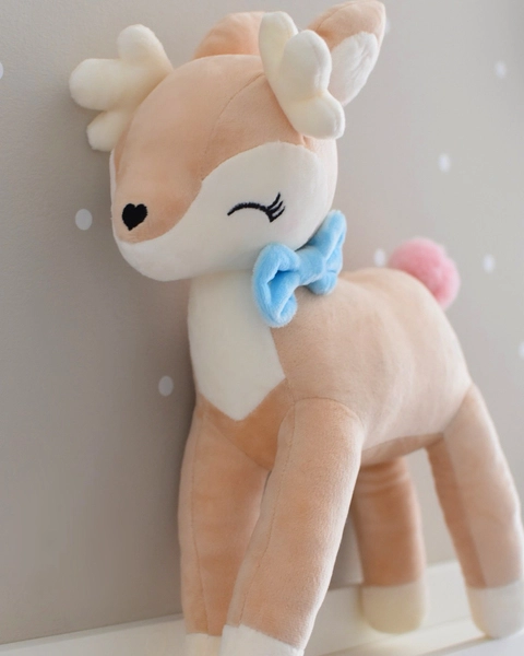 Plush Deer with blue bow from Melootka