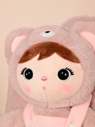 Metoo Pink Bear backpack with a removable doll