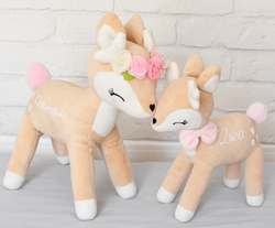 Plush Deer with color flower wreath