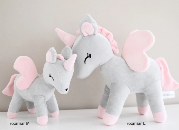 Plush Grey-Pink Unicorn L size