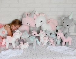 Plush Grey/mint Unicorn XL- Giant size