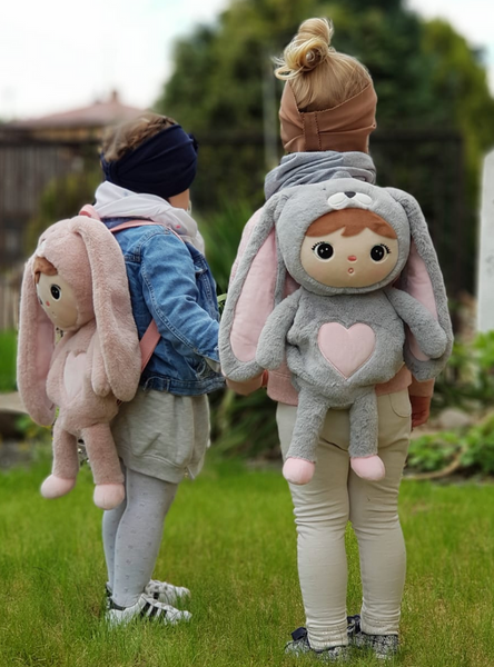Metoo Grey/Pink Bunny Backpack