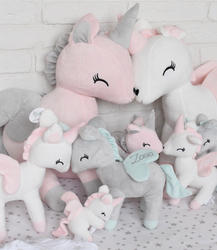 Plush Grey/mint Unicorn L size
