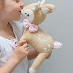 Plush Deer with pink bow from Melootka