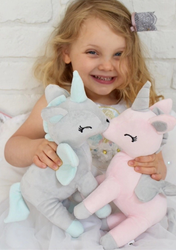 Plush Grey/mint Unicorn M size