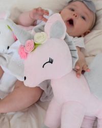 Plush Pink Unicorn with flower wreath L size