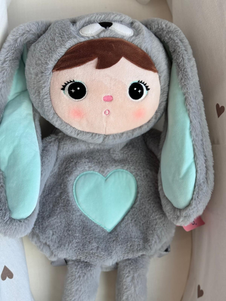 Metoo Grey/Mint Bunny Backpack