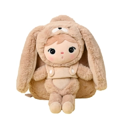 Carmel beige Bunny backpack with a removable Metoo plush toy