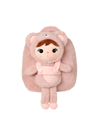 Metoo Pink Bear backpack with a removable doll