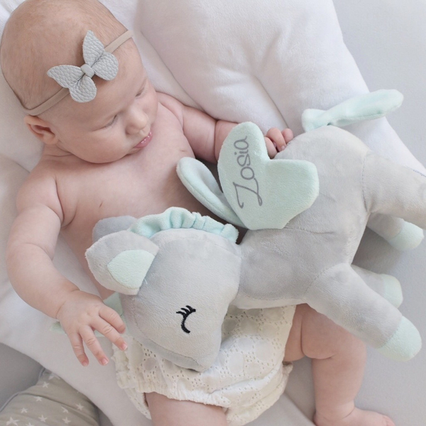 Plush Grey/mint Unicorn L size