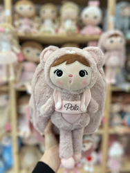 Metoo Pink Bear backpack with a removable doll