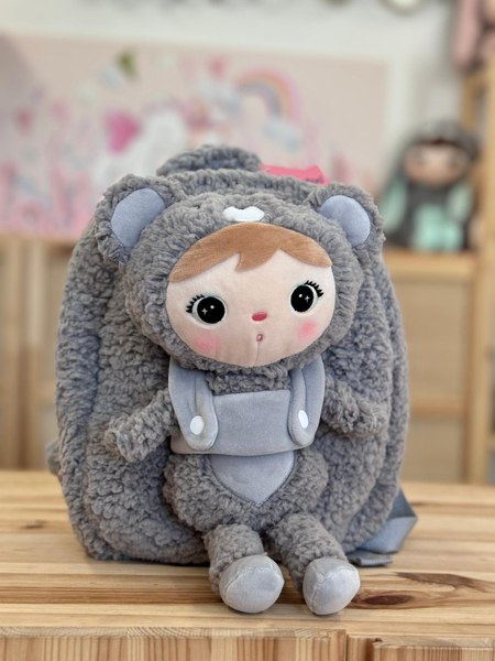 Backpack Metoo with Removable Plush doll - Grey Bear