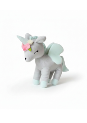 Plush Grey/mint Unicorn with flower wreath L size