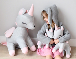 Plush Grey-Pink Unicorn XL- Giant size