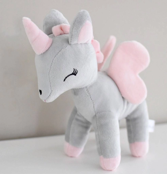 Plush Grey-Pink Unicorn M size