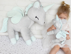 Plush Grey/mint Unicorn L size