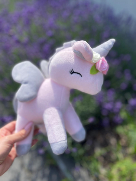 Plush Pink Unicorn with flower wreath M size