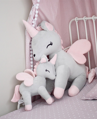 Plush Grey-Pink Unicorn XL- Giant size