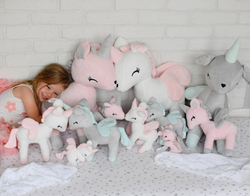 Plush Grey/mint Unicorn XL- Giant size