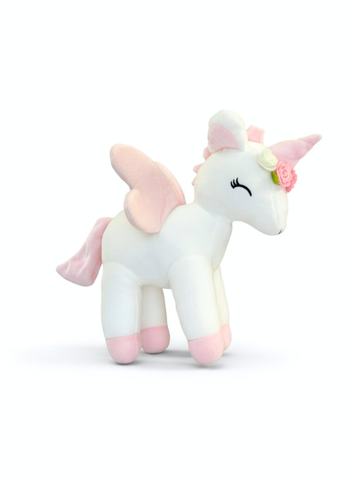 Plush White Unicorn with flower wreath L size