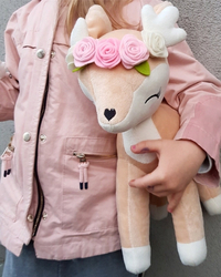 Plush Deer with color flower wreath