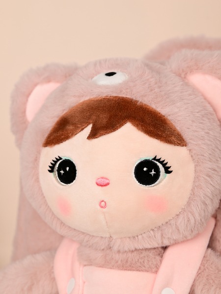 Metoo Pink Bear backpack with a removable doll