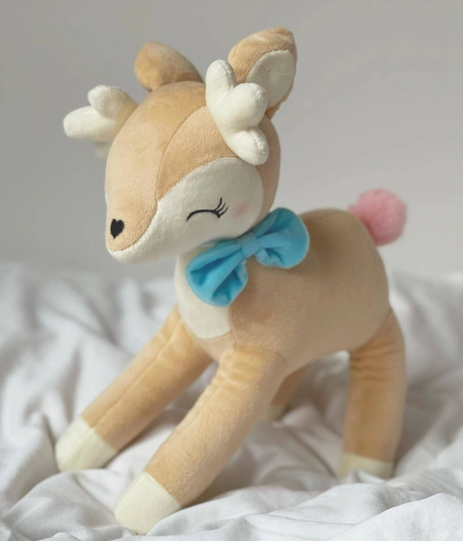 Plush Deer with blue bow from Melootka