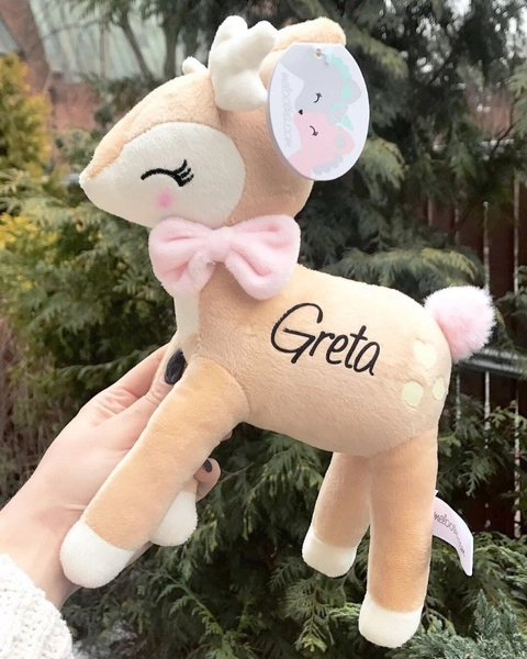 Plush Deer with pink bow from Melootka