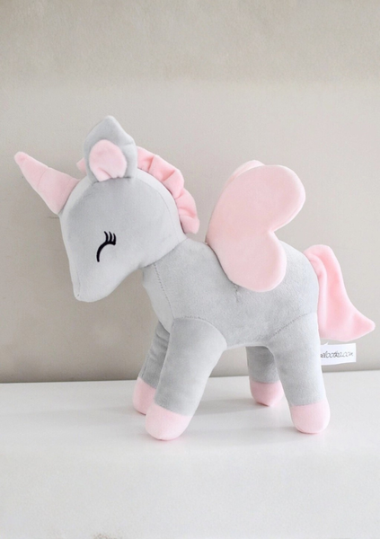 Plush Grey-Pink Unicorn L size