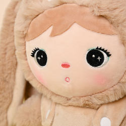 Carmel beige Bunny backpack with a removable Metoo plush toy