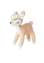 Plush Deer with cream flower wreath