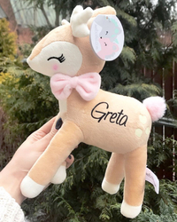 Plush Deer with pink bow from Melootka