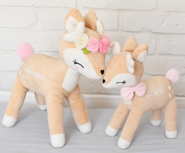 Plush Deer with color flower wreath