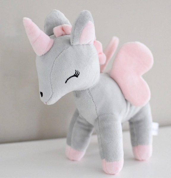 Plush Grey-Pink Unicorn M size
