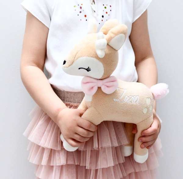 Plush Deer with pink bow from Melootka